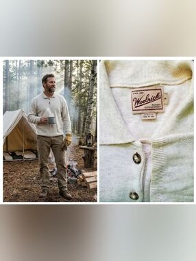 Vintage WOOLRICH Henley Pullover Pure Cotton Made In U.S.A.